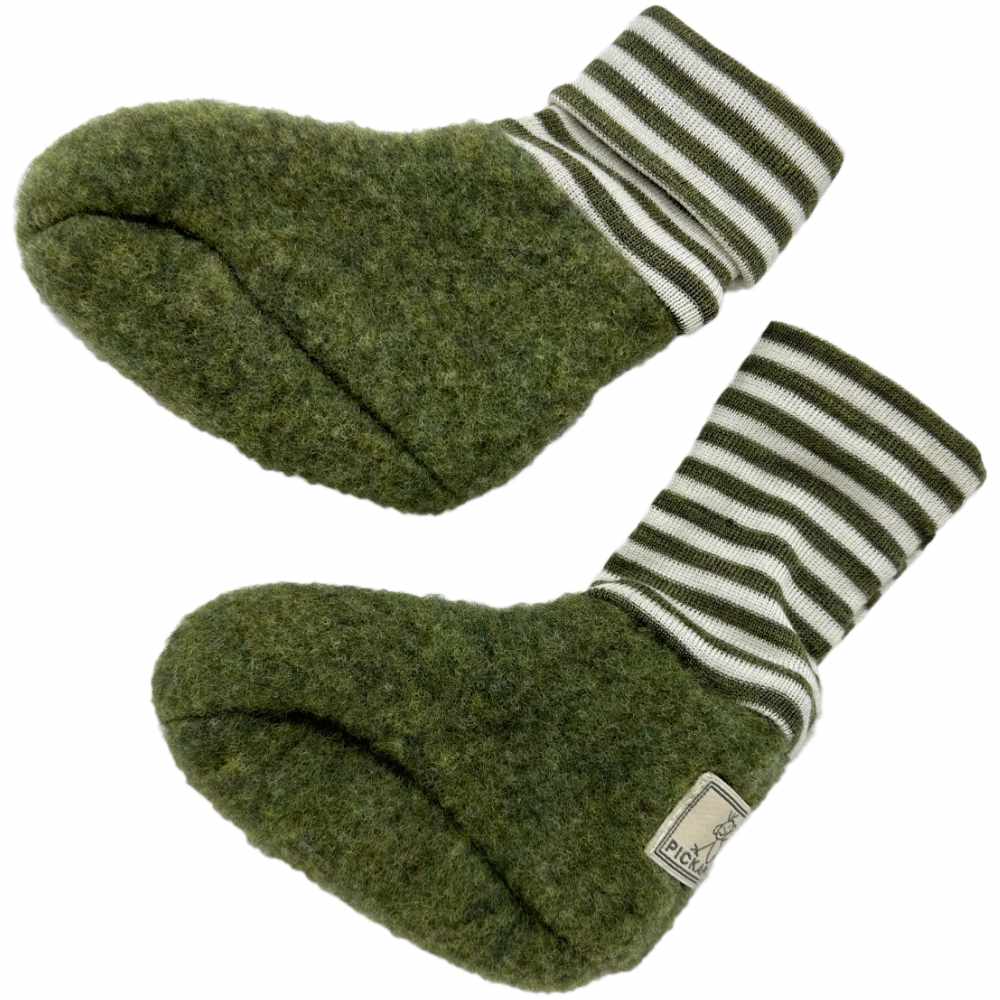 Sox Puschen Wollfleece green-natur